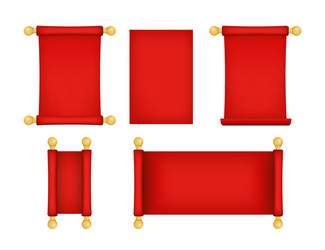 Detailed Red Scroll Set - Ancient Documents vector image