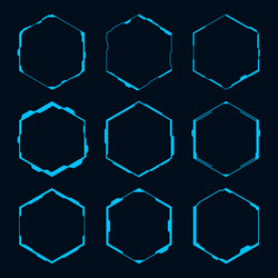 hud technology futuristic hexagon frame element vector