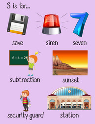 Many words begin with letter s vector