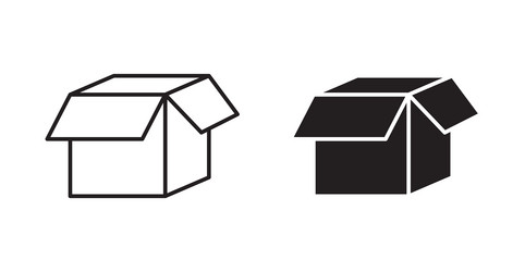 open box icon set in thin line for web vector image