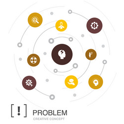 problem colored circle concept with simple icons vector