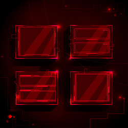 sci fi notification frames with glowing red lines vector image
