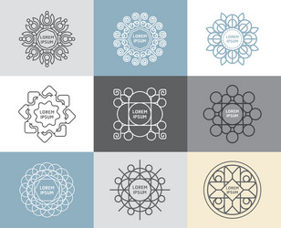 set of calligraphicflower abstract templates vector