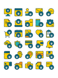 set of delete remove filled outline icon vector image
