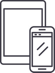 Tablet and smartphone line icon concept vector