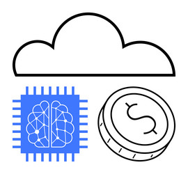 cloud computing with ai chip and digital currency vector image