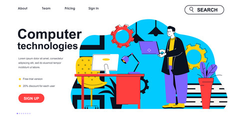 computer technologies concept for landing page vector image