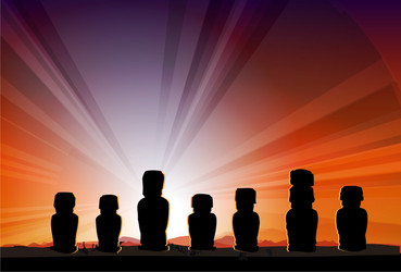 easter island monument statues moai vector