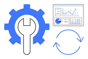 gear with wrench data dashboard and update icon vector image