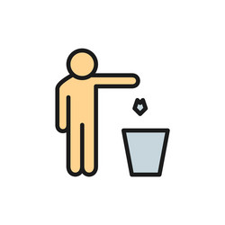 Man Disposing of Waste - Trash Icon vector image