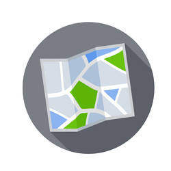 Map icon in circle with a shadow city street vector