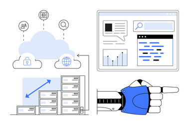 robotic integration in cloud computing with data vector image
