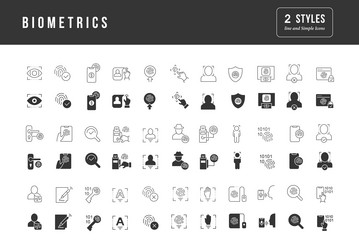 set of simple icons biometrics vector image