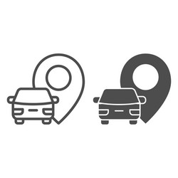vehicle location line and solid icon navigation vector image
