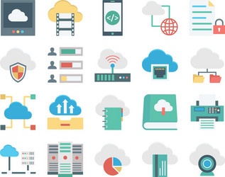 cloud computing and data storage color ico vector image