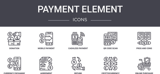 payment element concept line icons set contains vector image