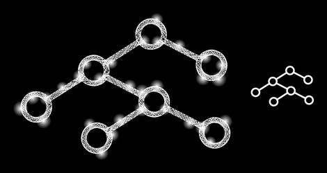 polygonal wire frame mesh binary tree with magic vector image