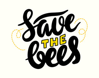 Save bees lettering or calligraphy creative vector