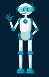 smiling chat bot character robot helping solve vector image