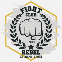 Fight club sign fist with laurel wreath hand vector