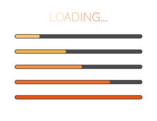 Loading bar set in orange and red colors modern vector