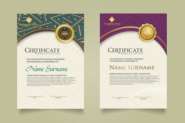 set modern certificate template with dynamic vector image