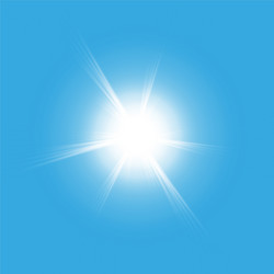 Sun isolated on blue background vector