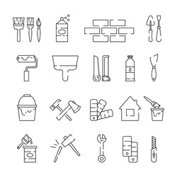 carpentry tool icons house renovate paint brush vector