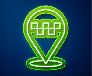 glowing neon line map pointer with taxi icon vector image