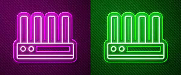 glowing neon line router and wi-fi signal icon vector image