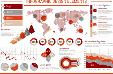 infographic design template with graphs world map vector