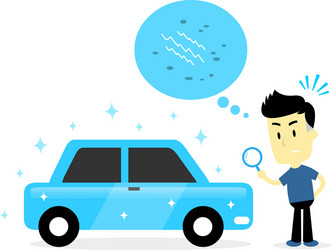 man checking for small damage on looking-perfect u vector image