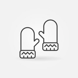 mittens icon or design element in thin line vector image