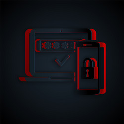 paper cut multi factor two steps authentication vector image