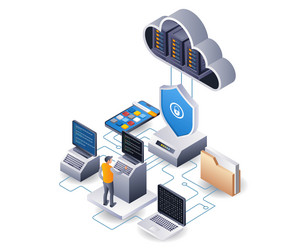application developer with security hosting cloud vector image