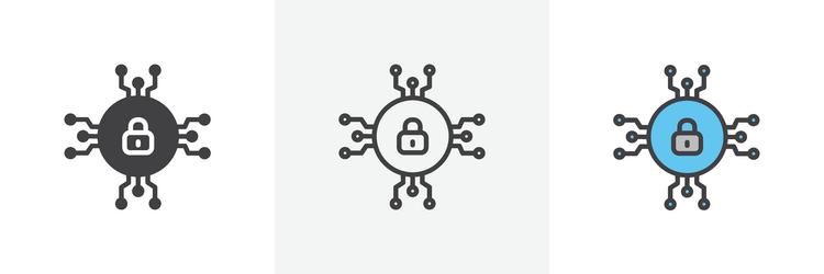 cyber security icon set digital system data tech vector image