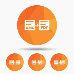 export file signs convert doc to pdf symbols vector image