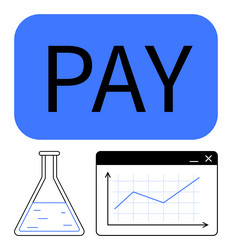 financial growth concept with lab flask and chart vector image