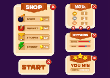 game template gui kit interface log in page vector image