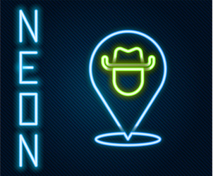 glowing neon line location cowboy icon isolated vector image