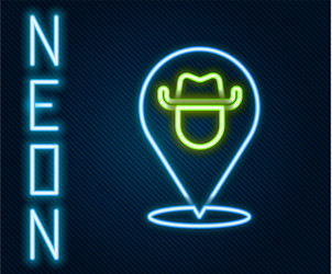 glowing neon line location cowboy icon isolated vector