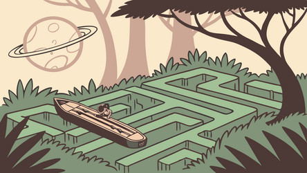 labyrinth maze with path leading to tree and vector image