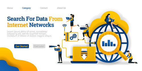 search for data from internet network analyze vector image