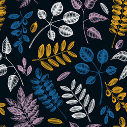 spring greenery seamless pattern hand drawn tree vector image