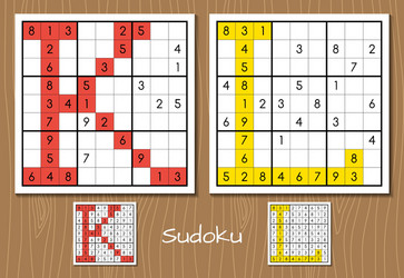 Sudoku set with answers k l letters vector