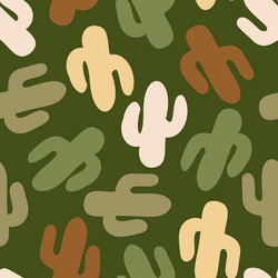 boho pattern with cactus in muted earthy tones vector image