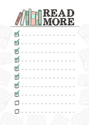 reading list with checkbox and books vector image