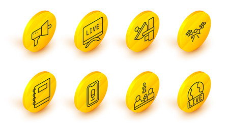 set line live report interview mobile recording vector image
