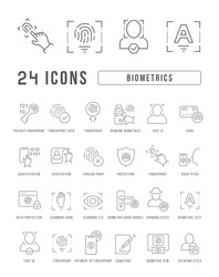 set of linear icons biometrics vector image
