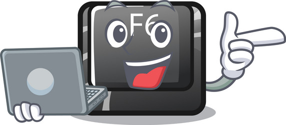 with laptop longest f6 button on cartoon computer vector image
